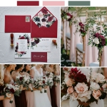 Burgundy and blush watercolor floral wedding invitations with rsvp cards WS269