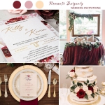 Elegant and rustic burgundy and blush watercolor wedding invite with gold foil calligraphy, spring, fall, summer WS271