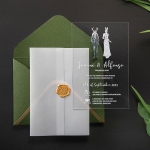 Illustrated simple acrylic clear wedding invitations, boho wedding invitations WS272