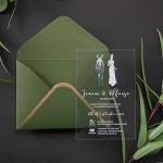 Illustrated simple acrylic clear wedding invitations, boho wedding invitations WS272