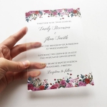 Purple florals simple rustic acrylic wedding invitations WS276