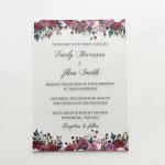 Purple florals simple rustic acrylic wedding invitations WS276