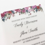 Purple florals simple rustic acrylic wedding invitations WS276