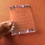 Purple florals simple rustic acrylic wedding invitations WS276