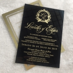 Vintage formal black and gold acrylic wedding invitations for fall and winter WS277