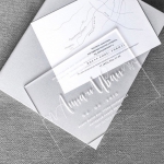 Simple clear minimalist white acrylic wedding invitations WS279