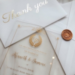 Romantic white and gold acrylic wedding invitations WS280