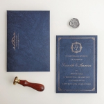 Formal royal navy blue and gold foil wedding invitations WS281 