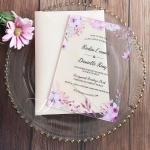 Purple floral acrylic wedding invitations rustic spring summer fall WS286