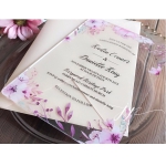 Purple floral acrylic wedding invitations rustic spring summer fall WS286