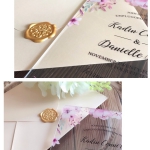 Purple floral acrylic wedding invitations rustic spring summer fall WS286