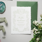 Simple chic deckled-edge wedding invitations, minimal wedding invites WS294