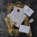Vintage deckle dege wedding invitations with wax seals WS295