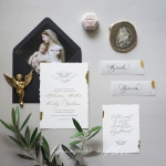 Minimalist deckle edge wedding invitation with foil WS296