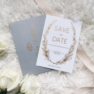 Rustic gold foil save the date card STD019