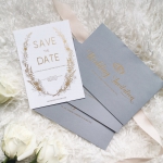 Rustic gold foil save the date card STD019