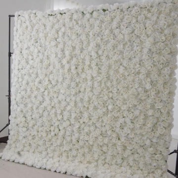 White Curtain flower wall Rolling up Artificial Flower Wall FW005