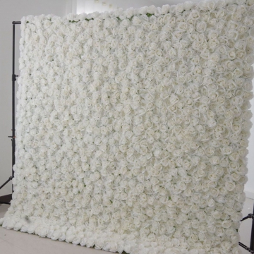 White Curtain flower wall Rolling up Artificial Flower Wall FW005