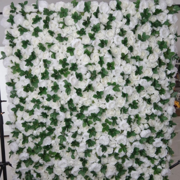White Roses Artificial Rolling Up Curtain Flower Wall FW010
